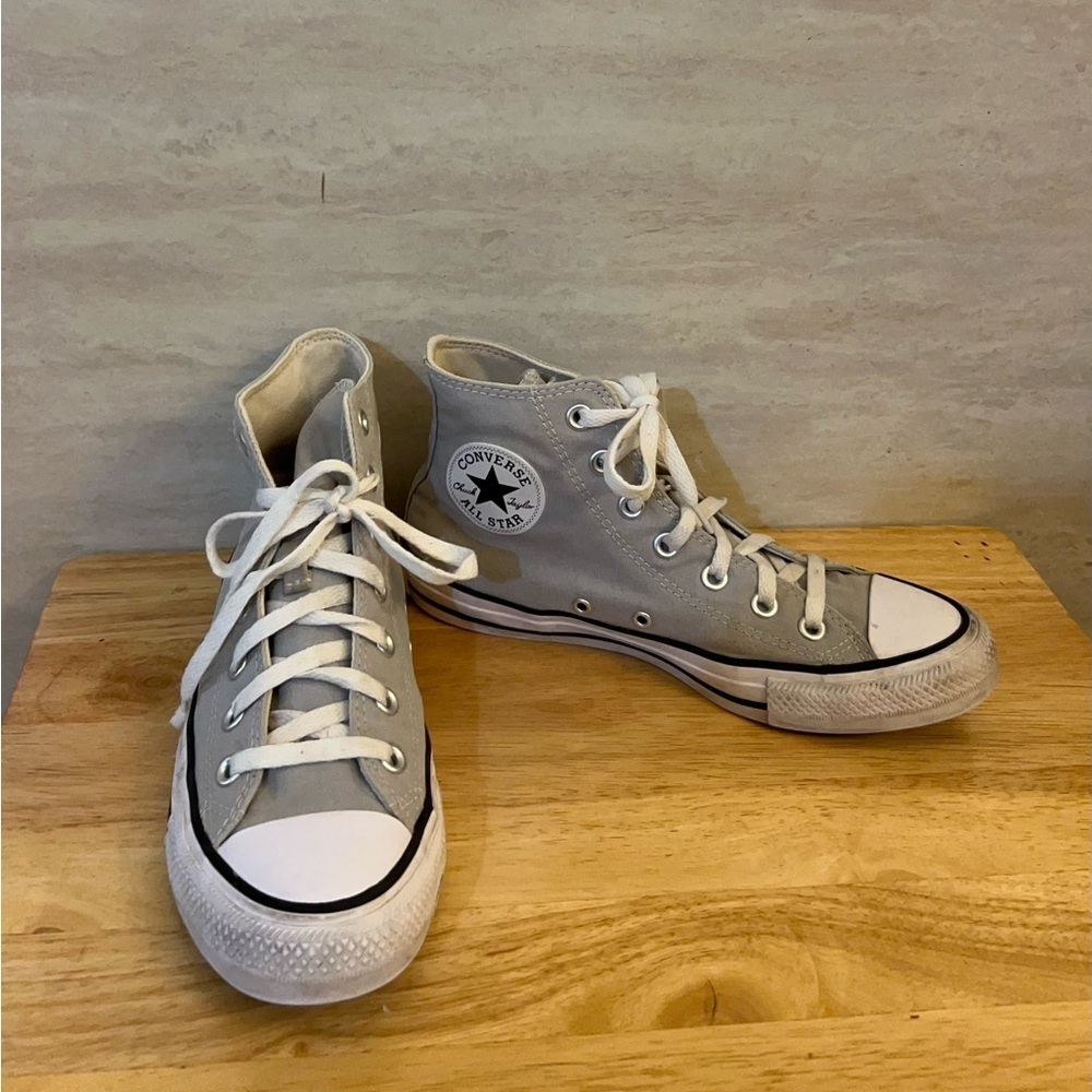 Chuck Taylor All Star Converse Light Gray High-Top Sneakers - Picture 2 of 11